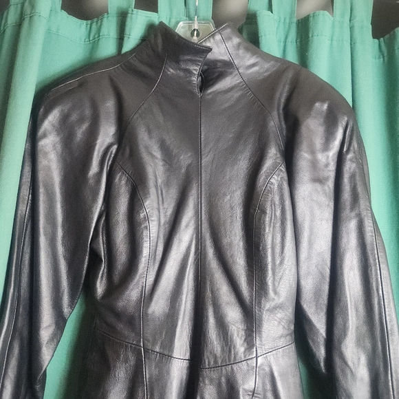 North Beach Leather Fully Lined Black Midi Dress and Matching Pants - Picture 3 of 13